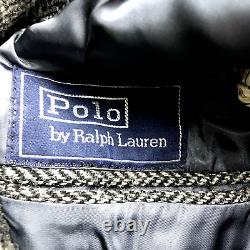 VTG Polo Ralph Lauren Blazer Mens 40 Gray Wool Herringbone Button Up Jacket