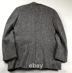 VTG Polo Ralph Lauren Blazer Mens 40 Gray Wool Herringbone Button Up Jacket