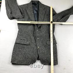 VTG Polo Ralph Lauren Blazer Mens 40 Gray Wool Herringbone Button Up Jacket