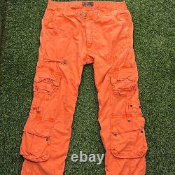 VTG Polo Ralph Lauren Cargo Paratrooper Pants 36x30 (34x30) Orange Military Ligh
