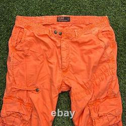 VTG Polo Ralph Lauren Cargo Paratrooper Pants 36x30 (34x30) Orange Military Ligh