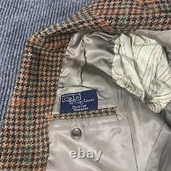 VTG Polo Ralph Lauren Coat Mens 40 Brown Blazer Tweed Wool USA Union Made Preppy