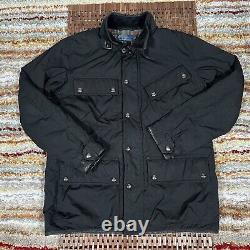 VTG Polo Ralph Lauren Flannel Lined Field Jacket Utility Moto Black Medium M