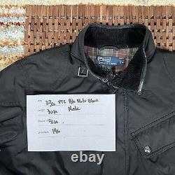 VTG Polo Ralph Lauren Flannel Lined Field Jacket Utility Moto Black Medium M