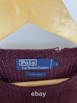 VTG Polo Ralph Lauren Grandpa Bear RL'92 Wool Knitted Sweater RARE Maroon L