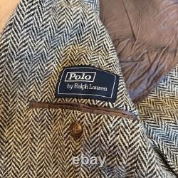 VTG! Polo Ralph Lauren Herringbone Blazer Virgin Wool Sport Coat Jacket 42R