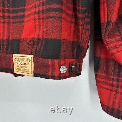 VTG Polo Ralph Lauren Jacket Mens Large Trucker Chore Wool Plaid Made USA 90s