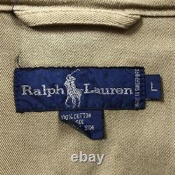 VTG Polo Ralph Lauren Men's Khaki Military Utility Zip Jacket Cargo Pockets sz L