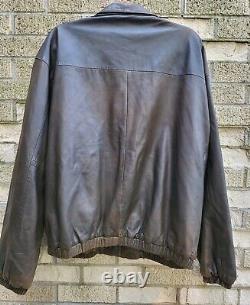 VTG Polo Ralph Lauren Mens XL Butter Soft Leather Lambskin Zip Bomber Jacket Brn