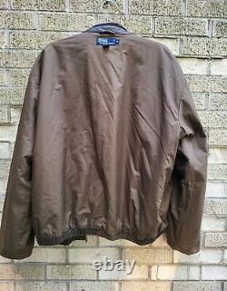 VTG Polo Ralph Lauren Mens XL Butter Soft Leather Lambskin Zip Bomber Jacket Brn