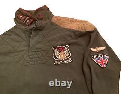 VTG Polo Ralph Lauren Motorcycle Riders Club Rugby Shirt Patch Leather Men's L