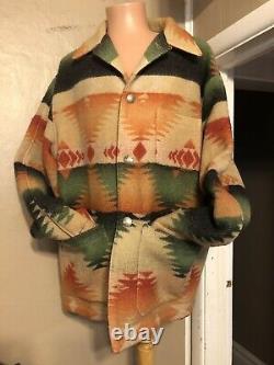 VTG Polo Ralph Lauren Navajo Southwestern Aztec Blanket Jacket Coat Country RRL