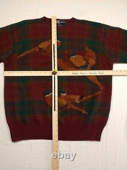 VTG Polo Ralph Lauren Pheasant Quail Hunting Wool Sweater Sz XL Sportsman Adult