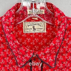 VTG Polo Ralph Lauren Shirt Mens L Pearl Snap Western 80s Smile Pockets Country