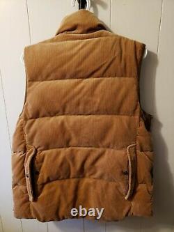 VTG Polo Ralph Lauren Small Brown Corduroy Vest Jacket RRL Down Hunting Leather