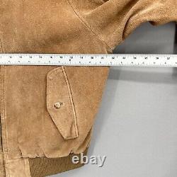 VTG Polo Ralph Lauren Suede Leather Bomber Jacket Plaid Lined Men Medium Western