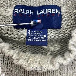 VTG Ralph Lauren Polo Bear Womens Sz L SKIING BEAR Alpine Sweater US Flag Cabin