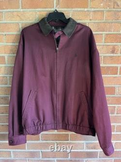 VTG Ralph Lauren Polo Harrington Bomber Jacket Lined Burgundy Wine Gorgeous
