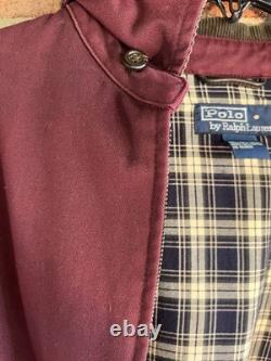 VTG Ralph Lauren Polo Harrington Bomber Jacket Lined Burgundy Wine Gorgeous