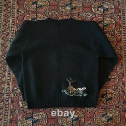 VTG Rare Polo Ralph Lauren Hand Knit Wool Sweater Cowboy Indian Suicide Ski S