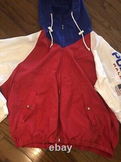 VTG Rare Polo Sport Ralph Lauren Spellout Jacket Windbreaker Mens XL 90s Blue