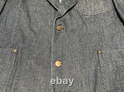 Vintage 1980s Polo Ralph Lauren 2 Button Blue Denim Blazer Jacket Coat Size 40 M