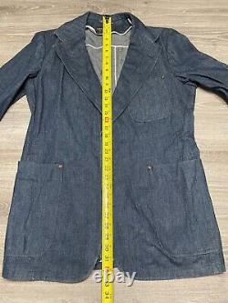 Vintage 1980s Polo Ralph Lauren 2 Button Blue Denim Blazer Jacket Coat Size 40 M