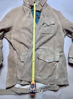 Vintage 1990s Ralph Lauren Polo Suede Jacket Size L Flannel Lined with Belt