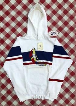 Vintage 1992 Polo Ralph Lauren Sailing Team Hoodie Sweatshirt DS SZ M CP-RL93