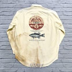 Vintage 1992 Polo Ralph Lauren Sportsman Fishing Shirt Size L Distressed