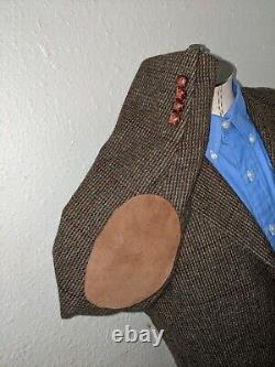 Vintage 40R POLO Ralph Lauren Alpaca Tweed Jacket Blazer Sport Coat Elbow Patch