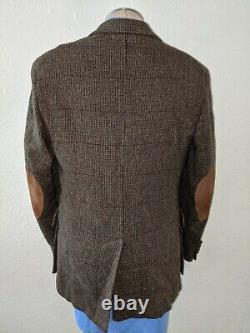 Vintage 40R POLO Ralph Lauren Alpaca Tweed Jacket Blazer Sport Coat Elbow Patch