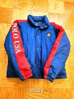 Vintage 80's Polo Ralph Lauren Cookie Patch Usa Ski Down Jacket Xl Large