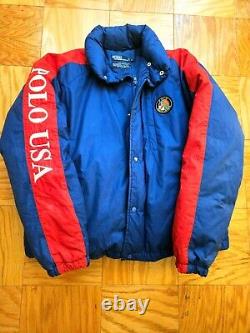 Vintage 80's Polo Ralph Lauren Cookie Patch Usa Ski Down Jacket Xl Large