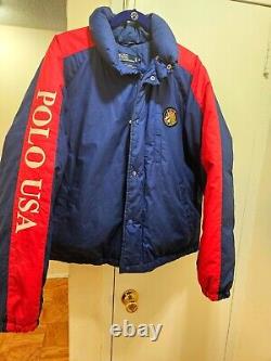 Vintage 80's Polo Ralph Lauren Cookie Patch Usa Ski Down Jacket Xl Large