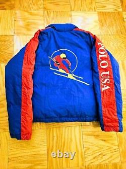 Vintage 80's Polo Ralph Lauren Cookie Patch Usa Ski Down Jacket Xl Large