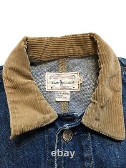 Vintage 80s 90s Polo Ralph Lauren Denim Jacket Kanye S M Corduroy Cropped Fit