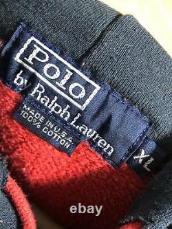 Vintage 80s 90s Polo Ralph Lauren Made In Usa Scribble Colorblock Hoodie Rare