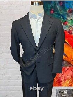 Vintage 80s Polo Ralph Lauren 38S 30x30 Charcoal Gray Nailhead 2 Piece Suit