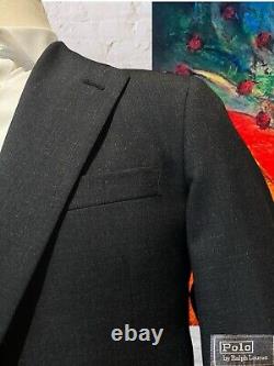 Vintage 80s Polo Ralph Lauren 38S 30x30 Charcoal Gray Nailhead 2 Piece Suit