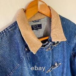 Vintage 80s Polo Ralph Lauren Fireman Clasp Denim Corduroy Chore Jacket Coat XL