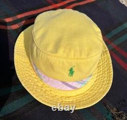 Vintage 90's Polo Ralph Lauren Bucket Hat Solid Yellow Distressed RARE S/M