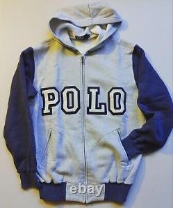 Vintage 90's Polo Ralph Lauren Pesci spellout zip hooded Sweatshirt Size Medium