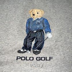 Vintage 90's Ralph Lauren Polo Golf Bear Crewneck Sweatshirt Adult Large Gray