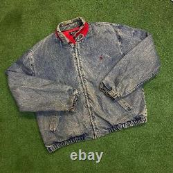 Vintage 90s Mens Polo Ralph Lauren Distressed Denim Jacket Size Large