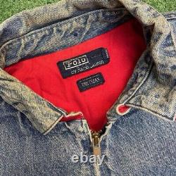Vintage 90s Mens Polo Ralph Lauren Distressed Denim Jacket Size Large