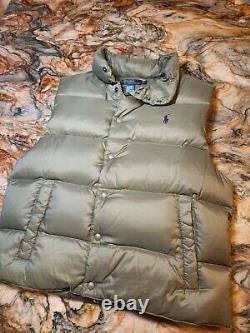 Vintage 90s POLO RALPH LAUREN Green Down Full Zip Vest Men's L