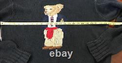Vintage 90s POLO RALPH LAUREN knit sweater polo bear Navy size L Rare