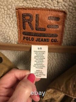 Vintage 90s Polo Jeans Co Ralph Lauren Corduroy Trucker Jacket L RRL Western