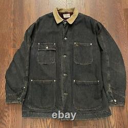 Vintage 90s Polo Ralph Lauren Dark Denim Chore Jacket XL USA Jean Blanket Lined